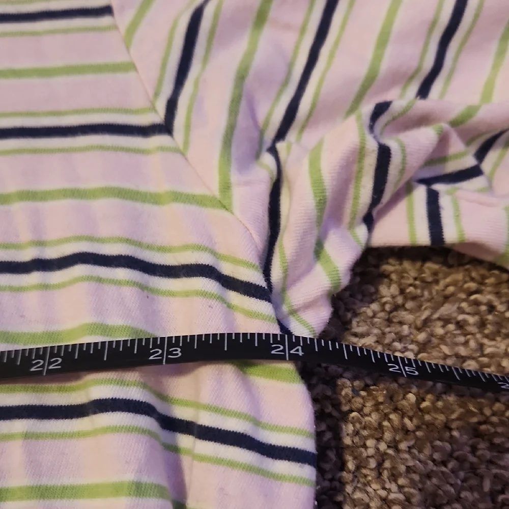 Ralph Lauren Polo Shirt - White with Blue, Green and Pink Stripes